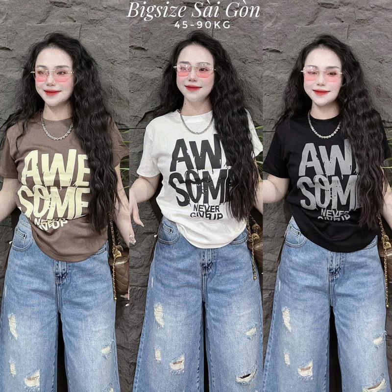 Áo Thun Nữ Cổ Tròn In Hình Vải Thun Tăm Mềm 45 - 90Kg Có Bigsize Sài Gòn Top Women - B.1492