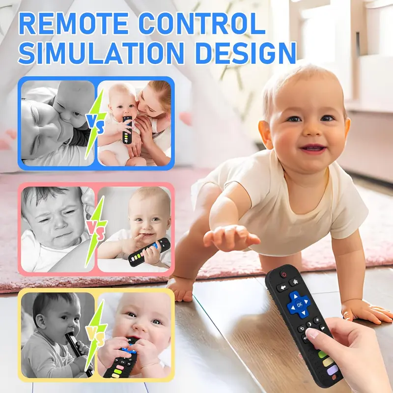 Remote Control Shaped Silicone Teether, 1 Count Baby Teething Toy, Sensory Toy for Babies, Toddler Infant Newborn Toys, Baby Gifts for Boys Girls, Christmas Gift 2