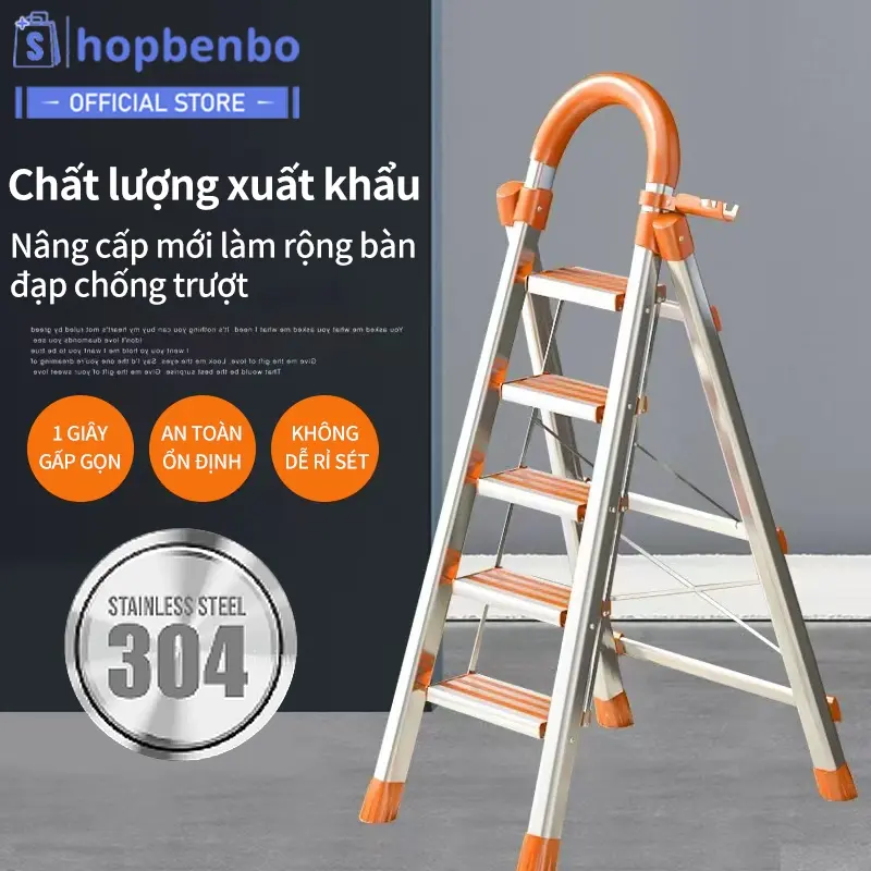 Thang Gấp Gọn 4 5 6 Bậc Ameca Khung Thang Chữ A Nhập Khẩu 1.5M 2M Thang Inox 304 Nhôm Ghế Gia Đìn 0