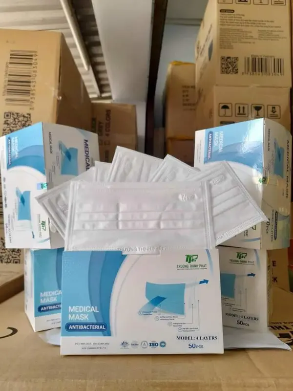 Set 4 hộp 200 cái khẩu trang y tế 4 lớp TTP cho người lớn, khẩu trang ngăn bụi, chống tia cực tím hiệu quả 2