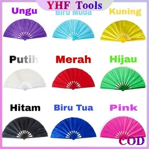 Kipas Kungfu Ukuran 10 Inch Kipas Tai Chi Latihan Pernafasan dan Kesehatan Motif polos 13 warna Optional  PLASTIK