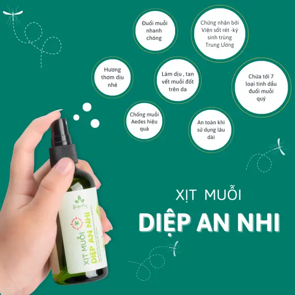 Xịt muỗi thảo dược Diệp An Nhi Đuổi Muỗi 120ml, an toàn lành tính cho bé từ 3 tháng tuổi từ tinh dầu tự nhiên 6