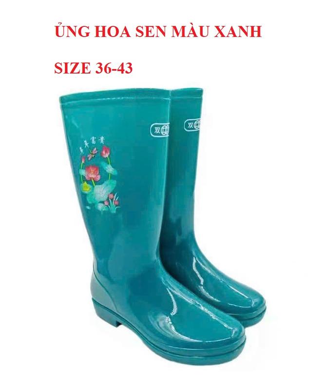  Ủng bảo hộ lao động nữ màu xanh size 36-43 Ủng hoa sen 