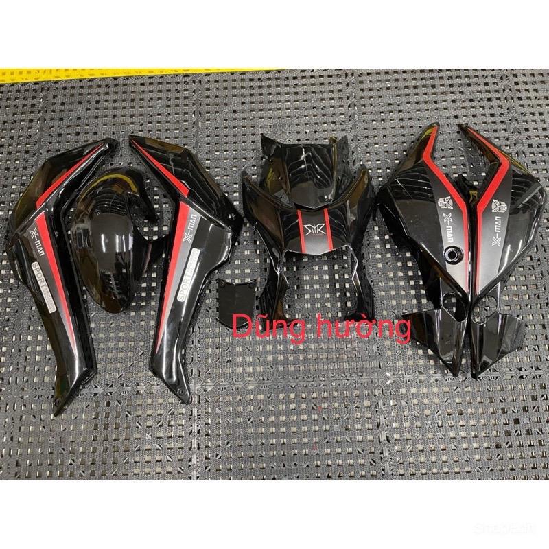  Bộ nhựa đen bóng 8 món gắn xe xmen  kèm tem chỉ đỏ tem hổ tem s7 candy   nhãn dán xe điện 