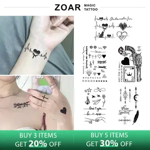 ZOAR-Y19 Stiker Tato Temporary Semi Permanen【pola kecil】Tahan lama Tattoo menempel dekorasi seni untuk pria dan wanita