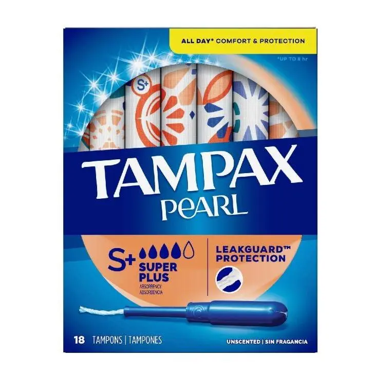 TAMPAX Pearl Super Plus Absorbency Unscented Tampons 18s USA