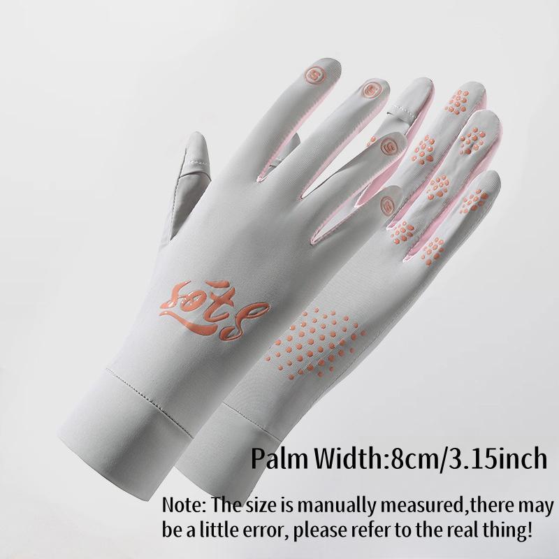 Women's Letter Print Sun Protection Gloves, Breathable Non-slip Gloves for Cycling, Sports Gloves for Women & Girls 1