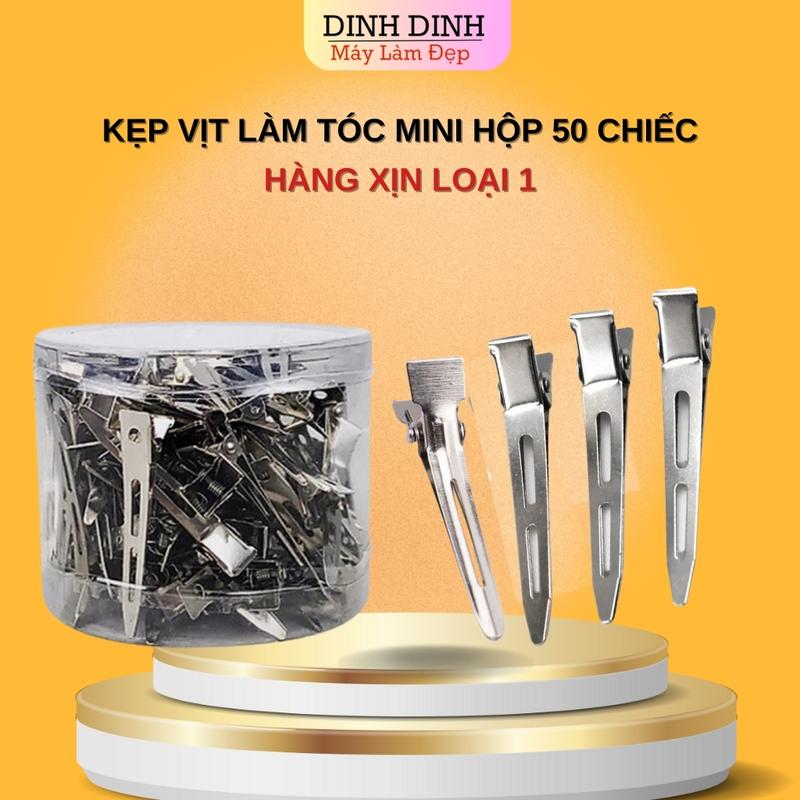  Kẹp mỏ vịt mini  Hộp 50 chiếc  kẹp tóc mỏ vịt kim loại làm tóc makeup trang điểm hàng xịn- Dinh Dinh 
