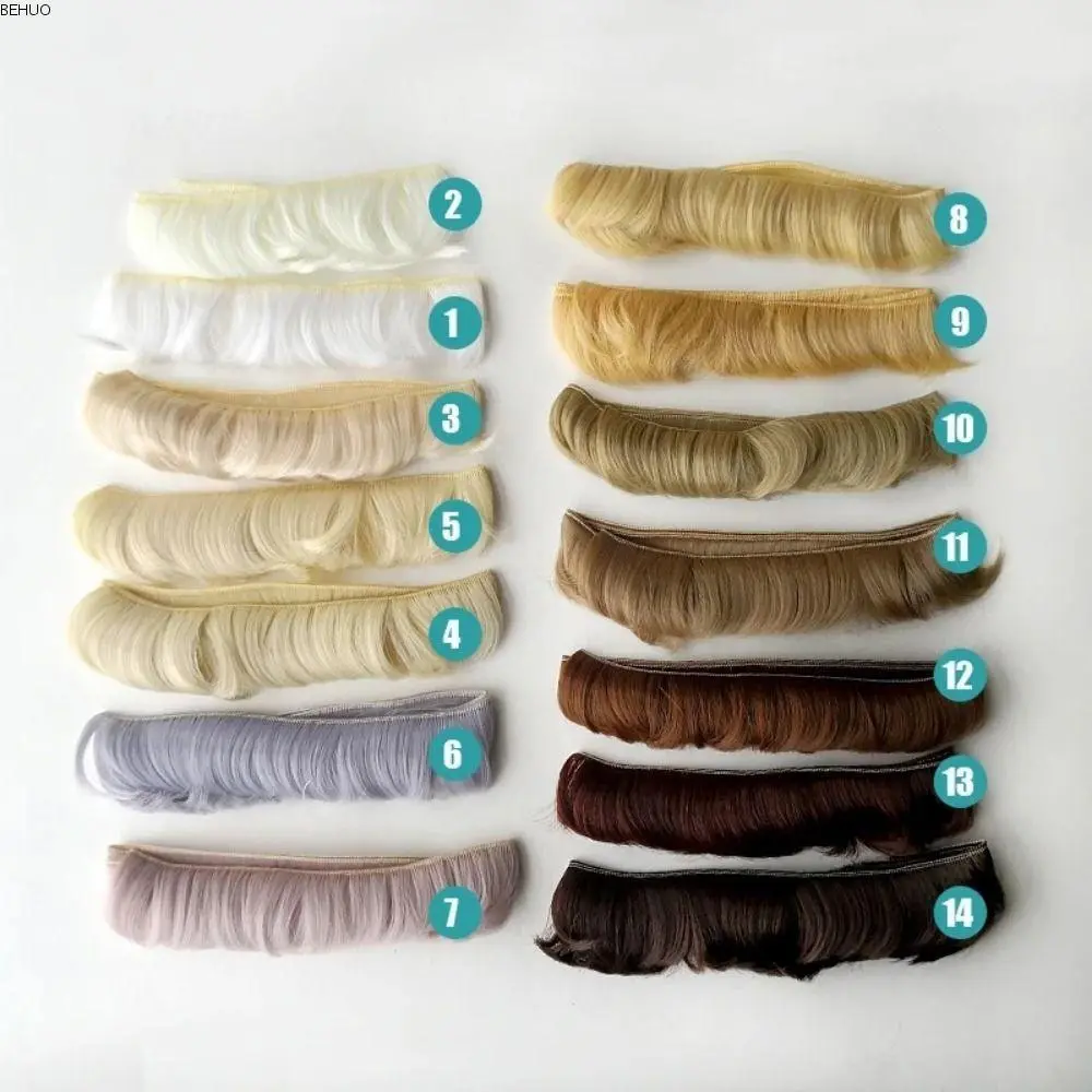 BEHUO DIY Wig High-temperature Wire Bjd DIY Fringe Hair Colorful Short BJD/SD Wig Fringe Hair 5x100cm Curly Synthetic Short Hair Bjd SD Doll