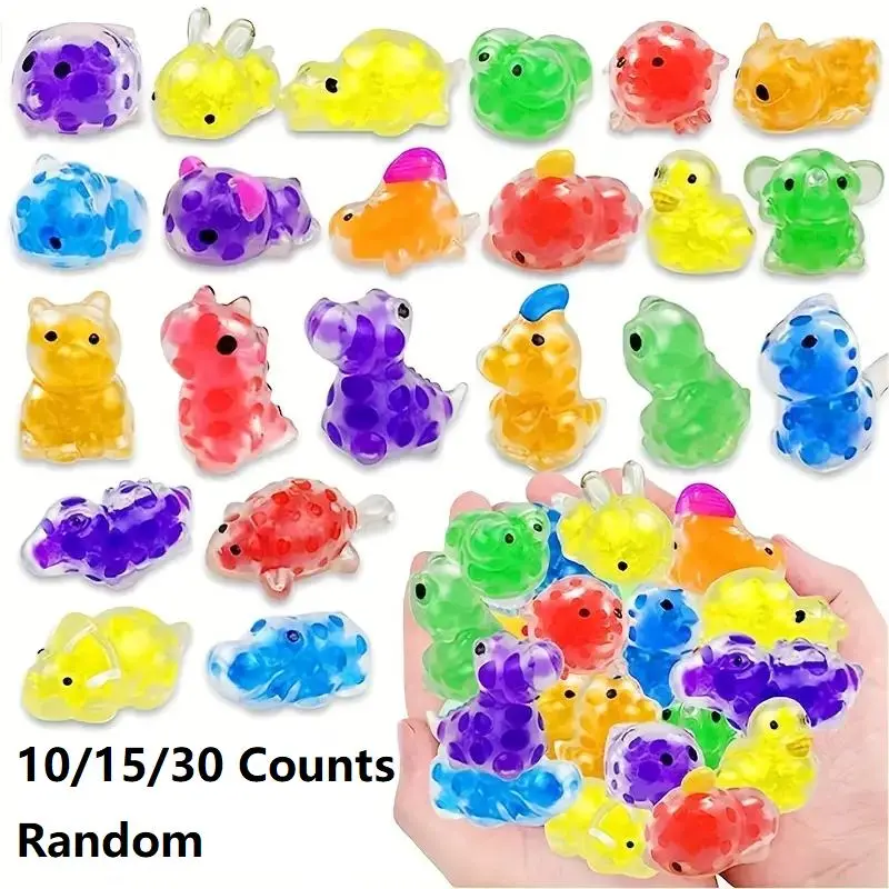 Random Color Dinosaur Design Squeeze Ball, 10/15/30pcs Mini Dinosaur Design Press Toy, Stress Relief Toy for Boys & Girls