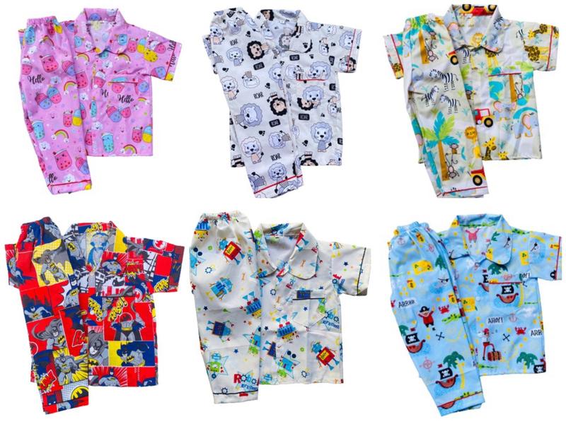 PROMO PIYAMA ANAK JUNIOR USIA 6-12 TAHUN 100 RIBU DAPAT 5 SETELAN MOTIF COWO 8