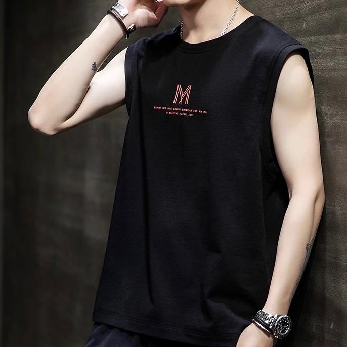 Áo thun ba lỗ nam tanktop in hình chữ M - thun cotton thoáng mát Menswear Menswear Menswear Menswear có thể giặt máy đơn giản 5
