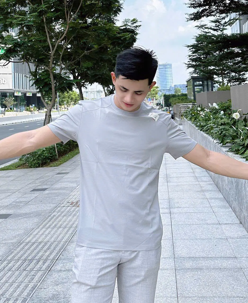 Áo Thun Nam Cổ Tròn Họa Tiết Cotton Giãn Dễ Phối Đồ Thời Trang Nam Tối Giản TMP Men Store Menswear, Cổ Trụ
