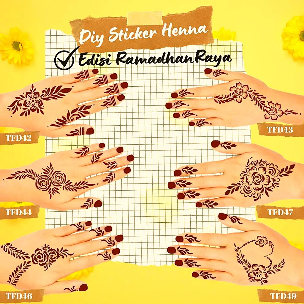 Stiker Inai Viral Henna Stensil Tunang Pengantin Nikah Pelekat Tampal ...