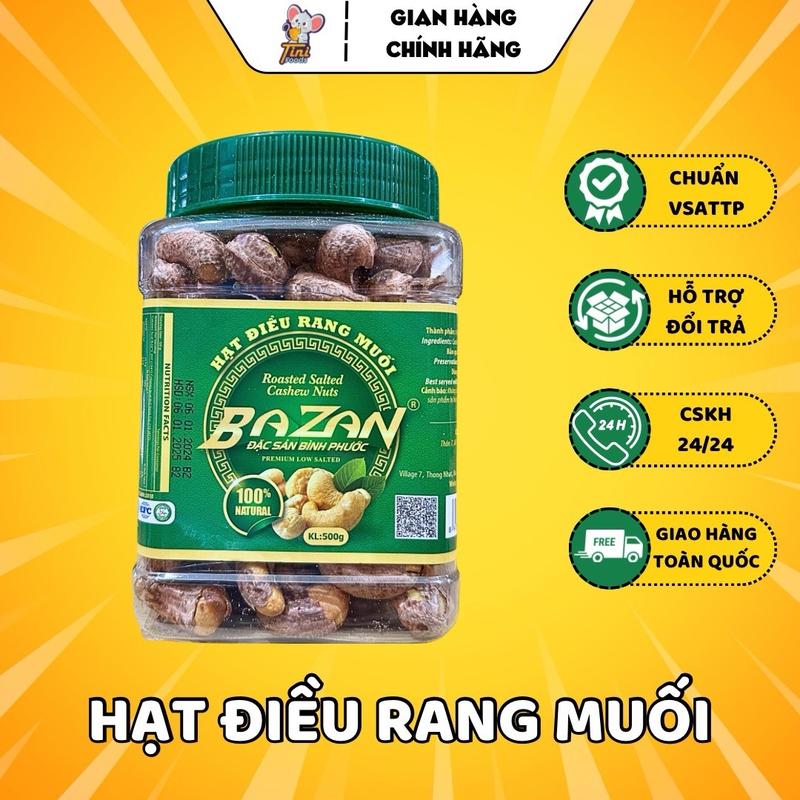  500G Hạt Điều Rang Muối BAZAN Bình Phước CÒN VỎ LỤA - Hạt Dinh Dưỡng A+ Loại 1 Hàng Xuất Khẩu Snack Ăn Vặt Food Nuts hat dieur Thức Ăn 