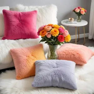 Sarung Bantal Kursi/Sofa Bulu Rasfur Polos UK 40 x 40cm dan 30 x 30cm LP Dekorasi