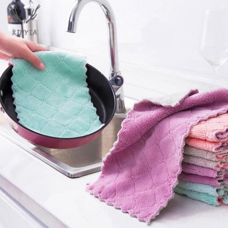 🍊OP Nonstick Kitchen Rag Microfiber Plate Wipes Coral Fleec - TikTok ...