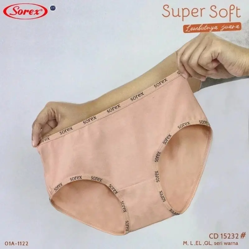 Isi (3, 6, 12pcs) CD Sorex 15232 Celana Dalam Wanita Super Soft Lembut Cutting Midi 5