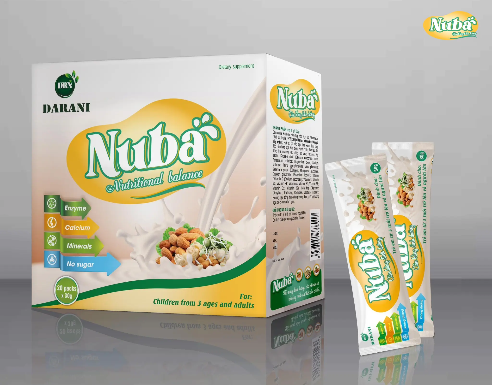 Thực phẩm bổ sung dinh dưỡng NUBA - 600g/1 hộp/20 gói