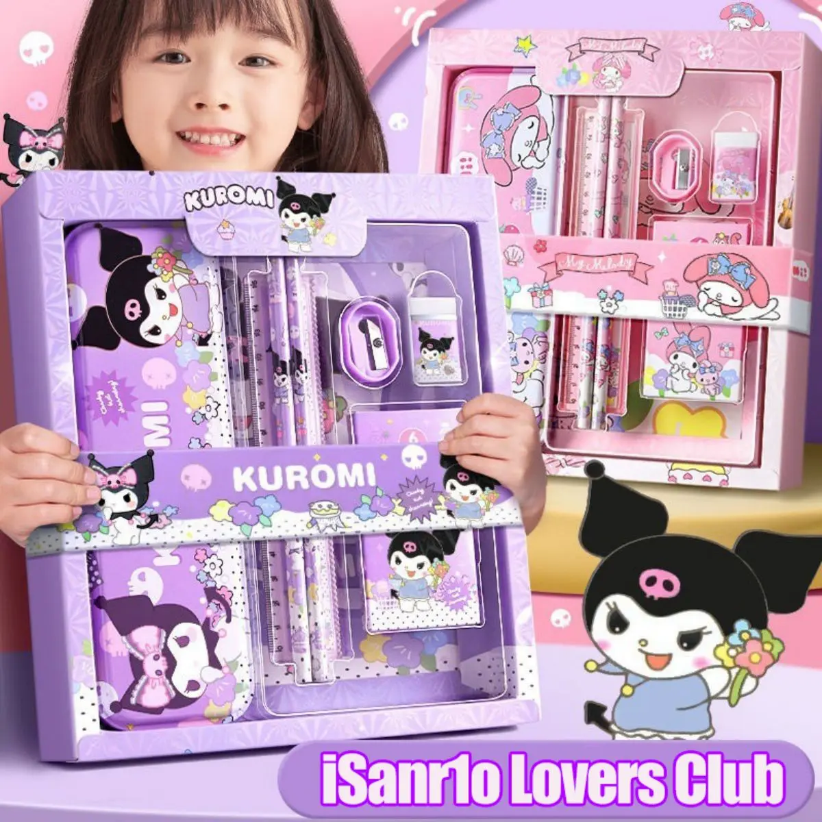 Sanrio Handbook Melody Kuromi Stationery Set Handbook Gift Box Children ...