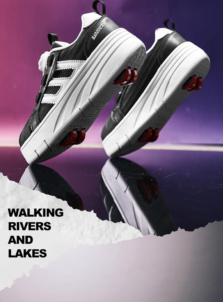 Product Introduction of Factory Direct Sale 2024 New Style Heelys Shoes Mesh Girls' Children's Roller Shoes Four-Wheel Double-Row Shoes 3