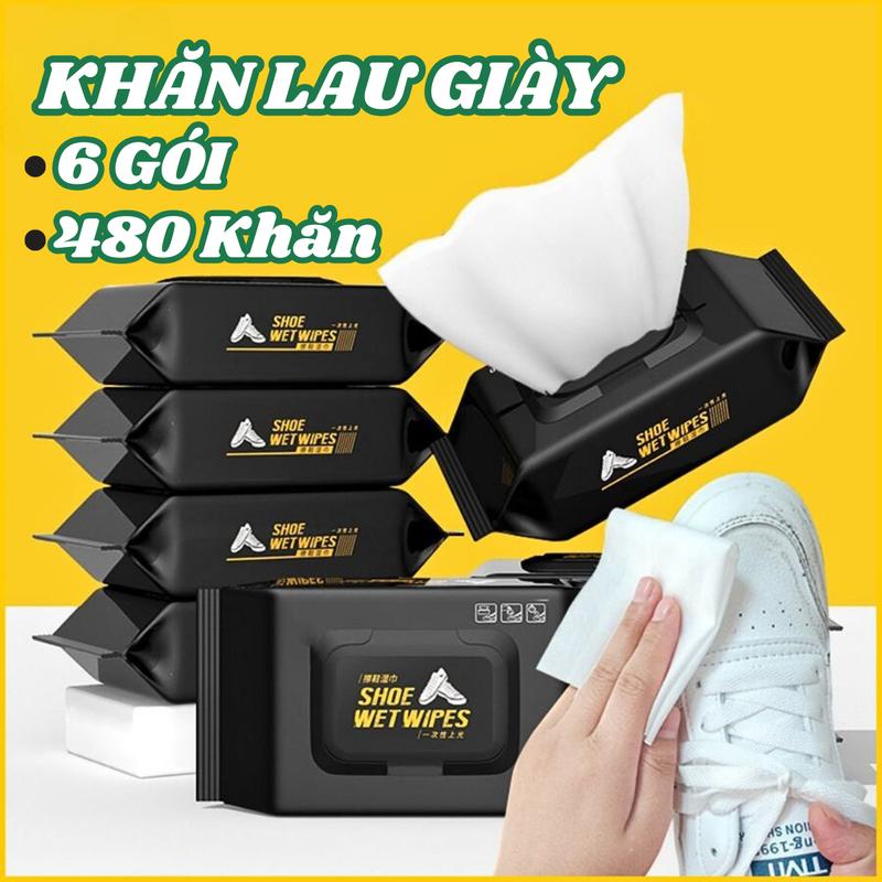 [MUA 5 TẶNG 1] COMBO 5 Bịch Khăn Uớt Lau Giày Shoe Shine Wipes, Lau Đa Năng , Lau Bếp, Lau Giày Dép, Túi Xách ,Ba Lô, Dầu Mỡ...Làm Sạch Mọi Thứ. 1