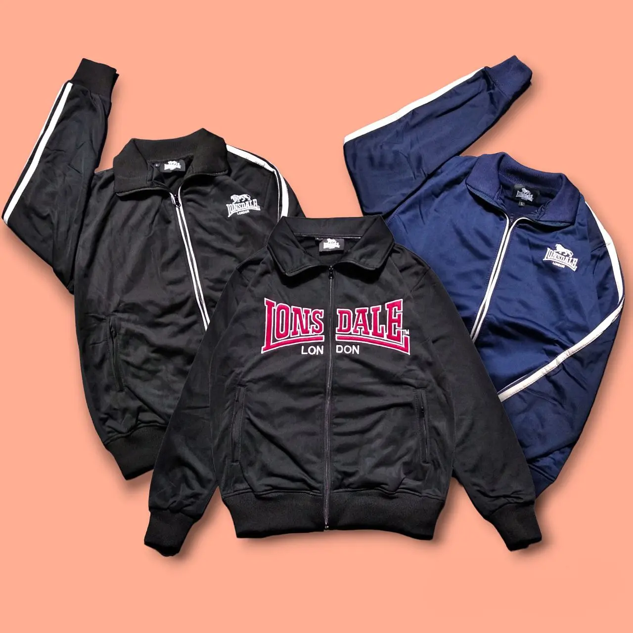 Lonsdale Tracktop Logo - Jacket Tracktop Casual Pria Dan wanita (Unisex) Lonsdale Logo Bordir Full Tag Jaket Distro