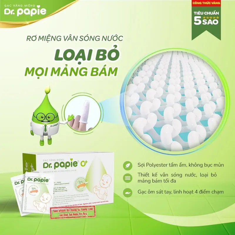 Gạc rơ lưỡi vệ sinh răng miệng Dr Papie cho bé 8