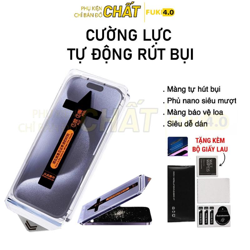 Kính cường lực Iphone 16 promax 15 promax 14 ProMax 13 ProMax 12 ProMax 11 ProMax pro plus x Xs Max X Xr  ip 16 15 14 13 12 11 Magicbox có khung tự dán tự hút bụi có màng bảo vệ loa