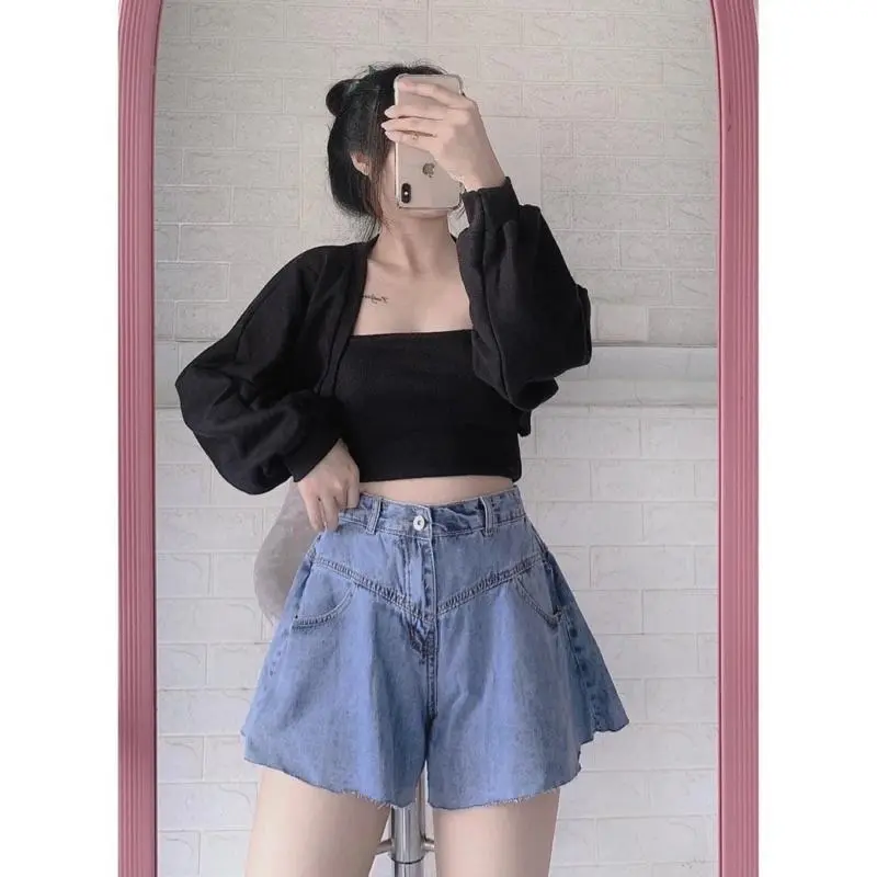 Set 2 món áo khoác cánh dơi mix áo 2 dây trơn