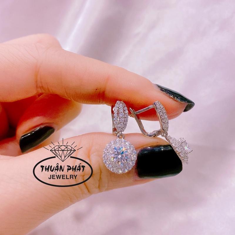 Phụ Kiện Bông Tai Hoa Tai Nữ B0178 Tròn Tấm Tòn Ten Viên Chủ 5li CZ Sáng Chiếu Đeo Tai Sang Trọng Trang Sức Bạc Ý Xi Bạch Kim - Bạc Thuận Phát Khuyên Tai