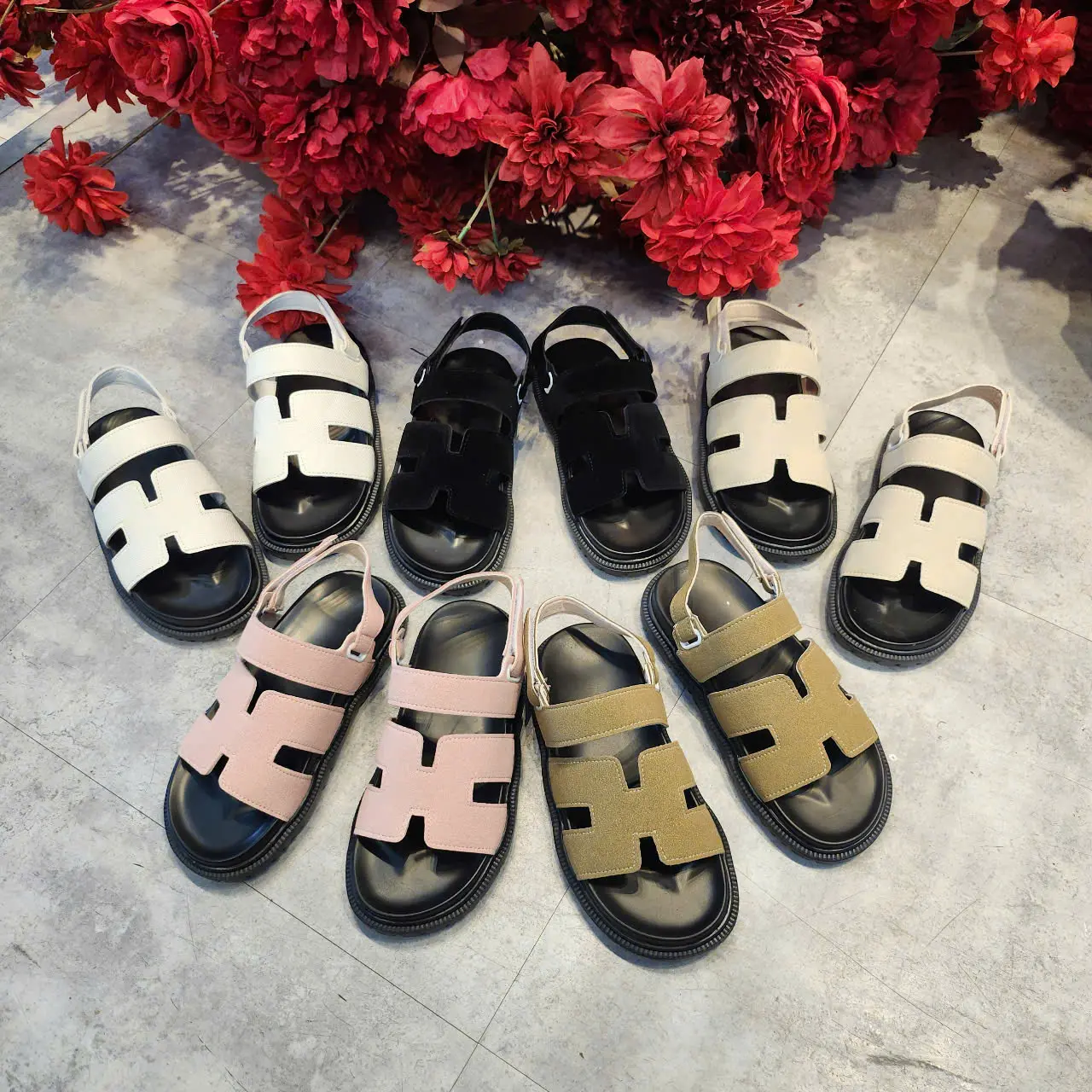 Sandal  H  - Fom chuẩn Đế Cao 3cm quai hậu  depnuhottrend -  Đi chơi , Đi học Đi Làm- Chất Liệu nhung, da sần , da lộn