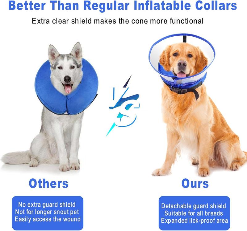 TikTok Shop Dog Cone Collar Inflatable Dog Cone After for Small Medium Large Dogs Soft Dog Cone of Alternative with Enhanced Anti Licking Guard Shield for Pets Blue M 9 12