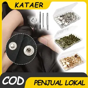48Pcs Set Kancing Jepret Besi Alat Pasang Snap Button Lengkap Dengan 4 Alat Dan Kotak