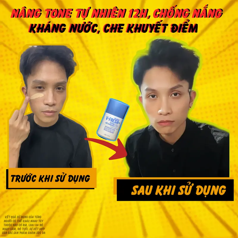 Kem nền che khuyết điểm cho nam V-FRESH PLUS: Nâng tone, kiềm dầu, làm mờ khuyết điểm Cosmetic Perfume 0