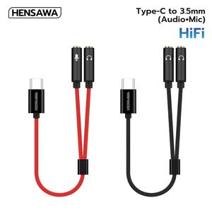HENSAWA รุ่น AD130 AD133 2 In 1 Type C (ตัวผู้) Usb C To 3.5 มม. Trs อะแดปเตอร์ สายเคเบิ้ล เสียง และไมโครโฟน สําหรับลําโพง โทรศัพท์มือถือ