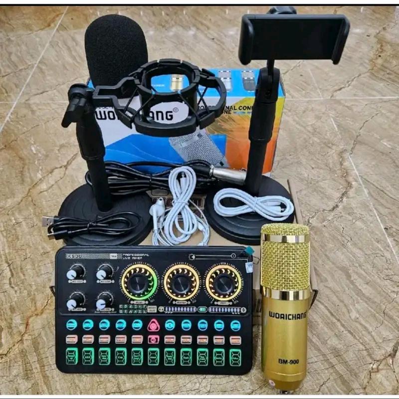 Bộ mic thu âm livestream BM 900 và sound card K900 kèm kẹp mic,kẹp điện thoại