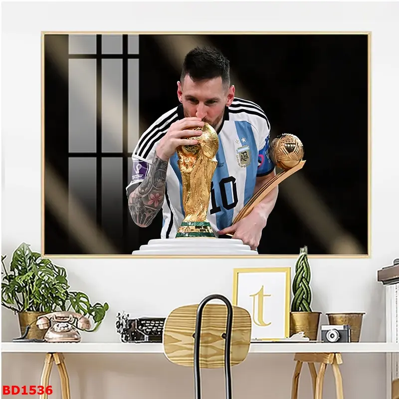 Tranh Cầu Thủ Siêu Sao Bóng Đá Tráng Gương Treo Tường Ranaldo Messi Neymar Mbappe CR7 M10 Real madrid MU Decor Phòng Khách Decor Phòng 2