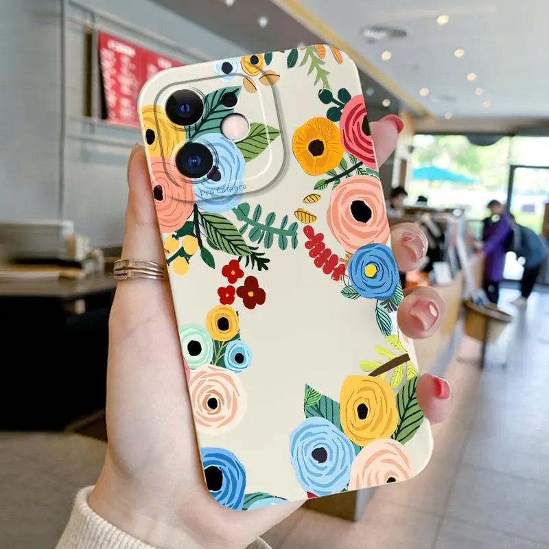 Soft Case For Redmi Note 9 10 4G 2021 2022 9C 9C NFC 8 9A 9AT 9A Sport 9T 9 Power Note 10 4G Note 10 5G Note Pro Note 11 4G Note 11 Pro Note 7 Note 7S Note 8 Note 8 Pro 9S Silicon TPU Indah Floral Lens Protective Migun Case 3