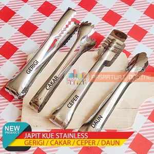JAPIT KUE  GERIGI / CAKAR / CEPER / DAUN Stainless Penjepit Jepitan Jepit Pencapit Capitan Capit Makanan Gorengan Roti Bakpao Salad Buah