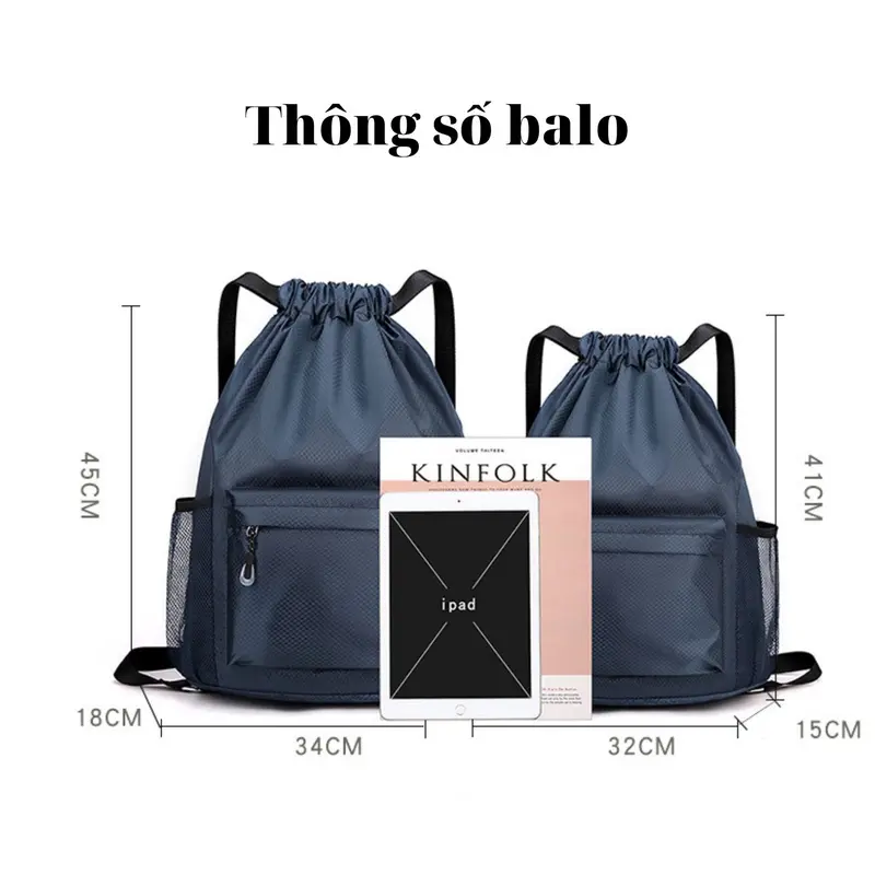 Balo dây rút thể thao chống nước, có ngăn đựng bóng, sức chứa lớn, thiết kế năng động phù hợp mang đi học, đá bóng, tập Gym 2
