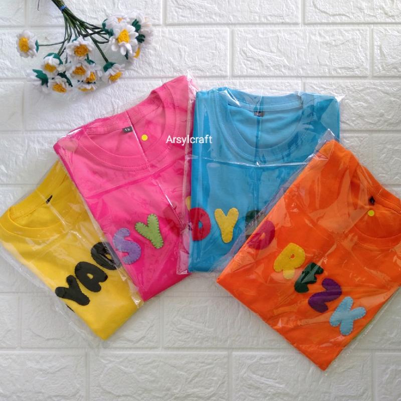 kaos nama anak bahan Katun kombad adem untuk anak laki-laki dan perempuan usia 0-13 tahun lengan pendek 1