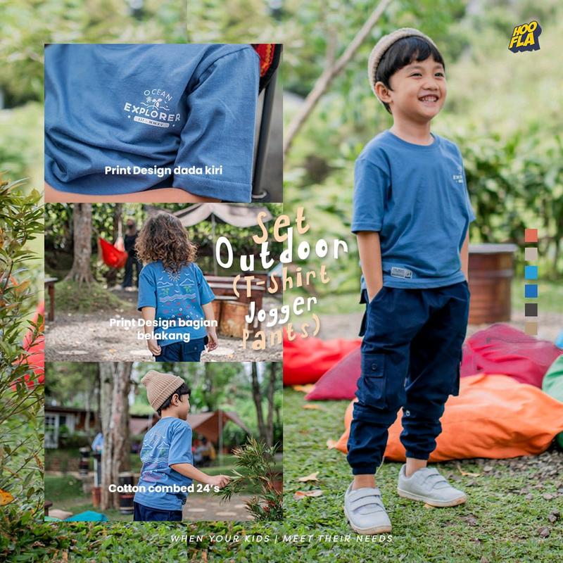 SETELAN BAJU ANAK LAKI LAKI SET OUTDOOR T-SHIRT JOGGER PANTS HOOFLA USIA 3-12 TAHUN HOOFLAKIDS Fashion Celana 7