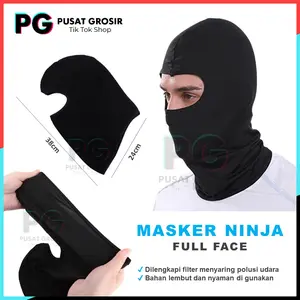 Masker ninja full face polos penutup wajah anti polusi cocok untuk pengendara motor mengurangi udara kotor masuk secara langsung mask penutup wajah
