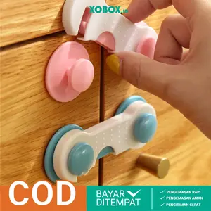 Pengaman Laci Lemari Safe Lock Pengait Pintu Penahan Kulkas Pengunci Furniture Pelindung Bayi Baby Anak-Anak Safety Lock HM016 - XOBOX