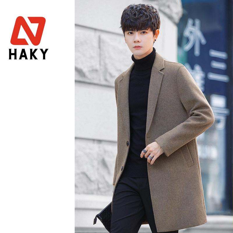 Áo Mangto Nam,jacket,Áo Dạ Dáng Lửng Hàn Quốc 3 Màu Đen Xanh Than HAKY Trơn Áo Khoác Măng Tô Dáng Lửng Cao Cấp Có Đệm Vai HK8