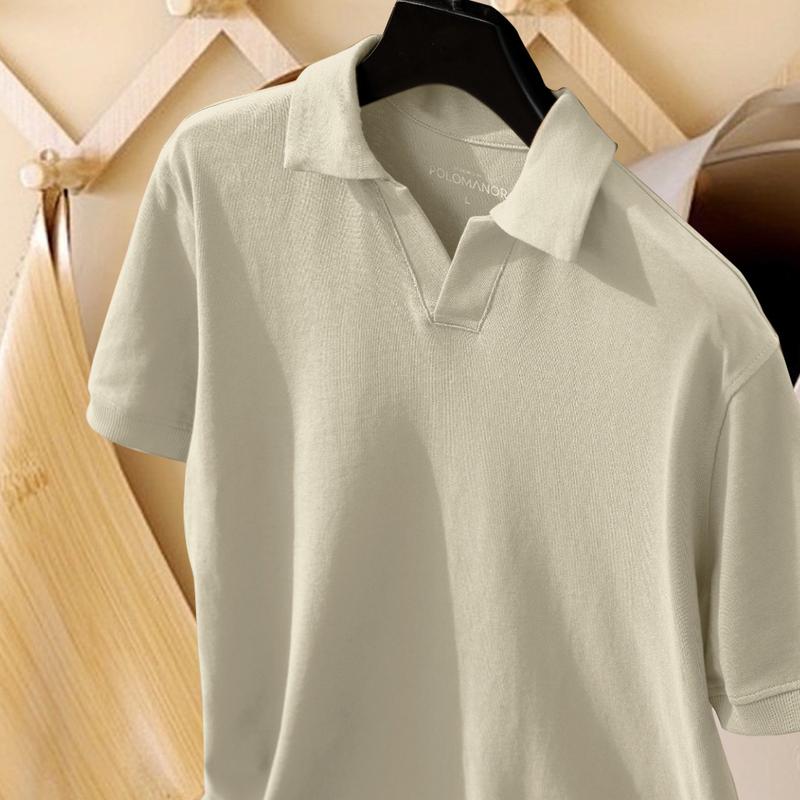 Áo thun nam, áo polo nam cổ V nam tính, vải mềm mát Menswear Cộc Tay Shirt 3
