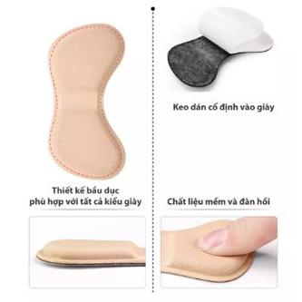 KAYFIA - Miếng lót giày 4D bảo vệ gót sau và chống tuột gót giày, miếng lót gót chân màu kem, đen 0