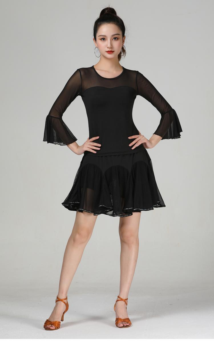 Product Introduction of 2024 Square Dance Costume Network Sleeve Short Sleeve Top Latin Dance New National Standard Dance Modern Dance Social Dance Costume Performance Costume 10