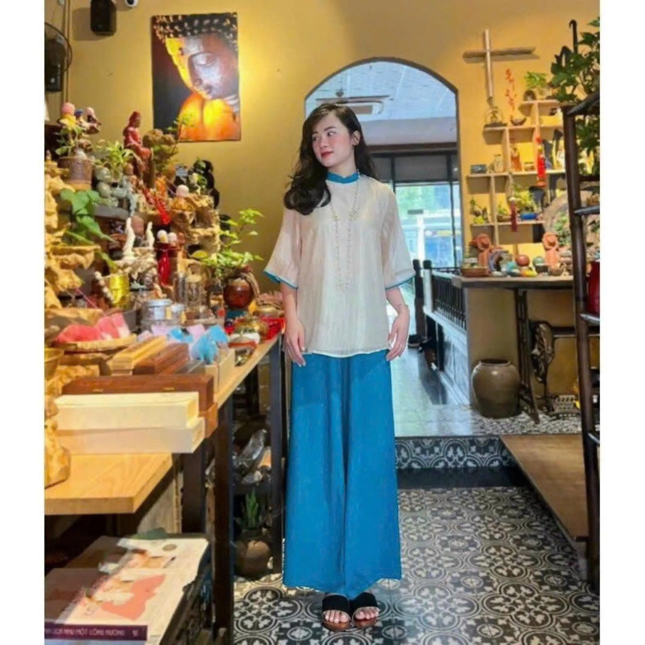 Set Voan Tơ Siêu Đẹp Phối Quần Tuyết Nhung Sang Trọng, Chất Liệu Cao Cấp Nhẹ Nhàng, Dành Riêng Cho Phái Đẹp Dưới 53 Nữ Áo
